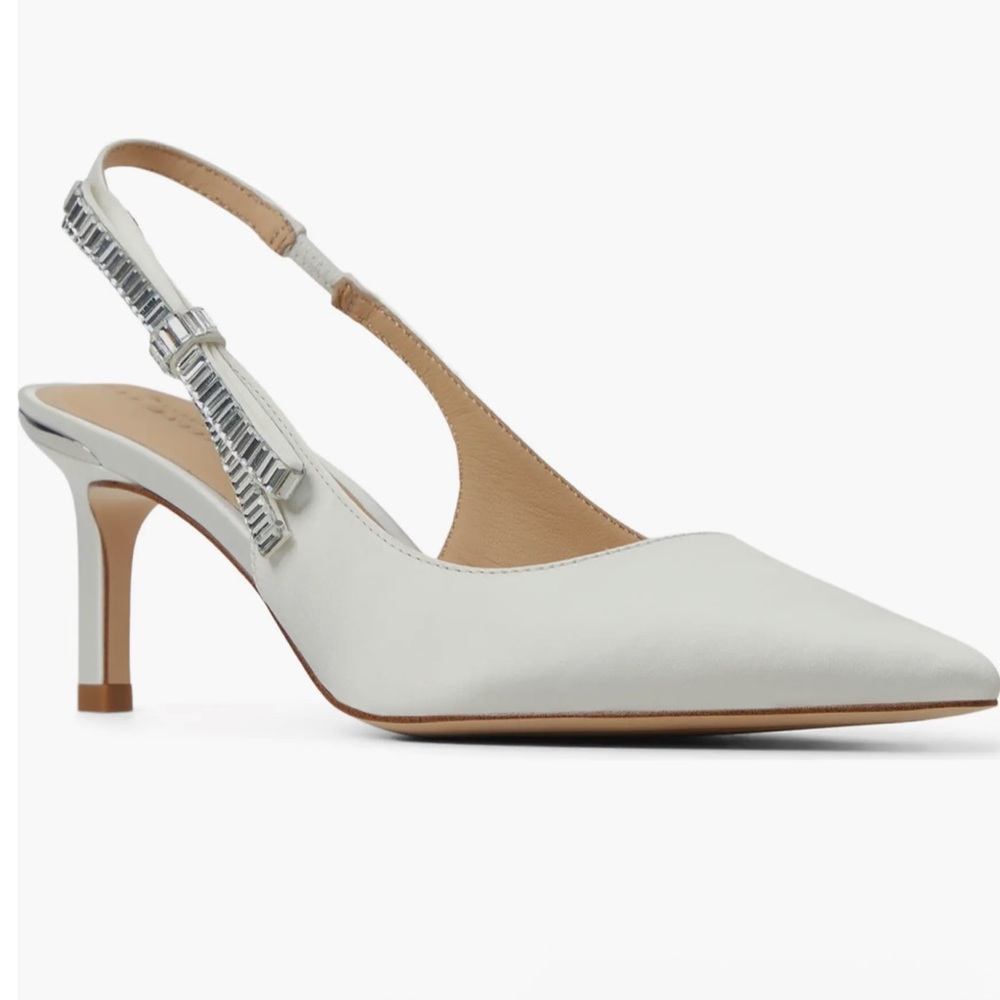🌸TED BAKER🌸 Janie Bow Slingback Pointed Toe Pump In White Size: 11 - Picture 1 of 16